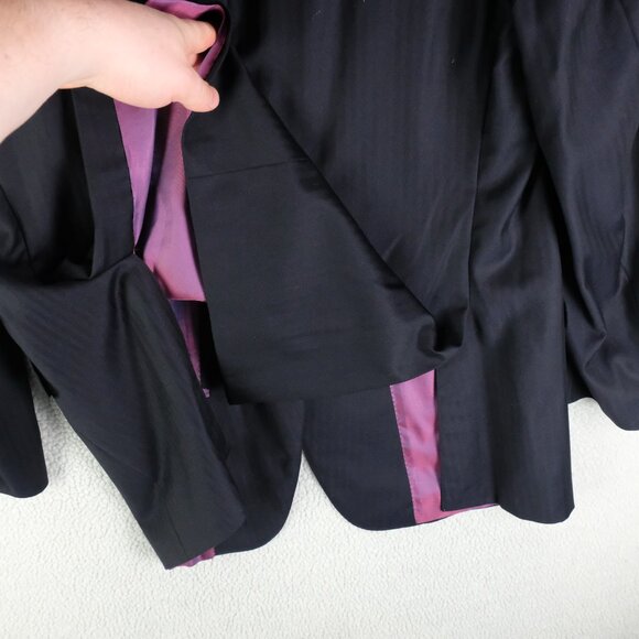 Samuelsohn Blazer Mens 42R Black Striped Two Button Double Vented Super 120s - Picture 6 of 16